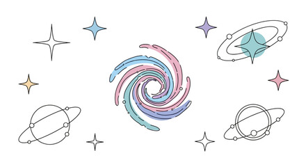 Colorful swirling planets and stars. © Gagah