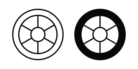 wheel icon strokes and flat black vectors. Illustrations EPS10 © Hunt