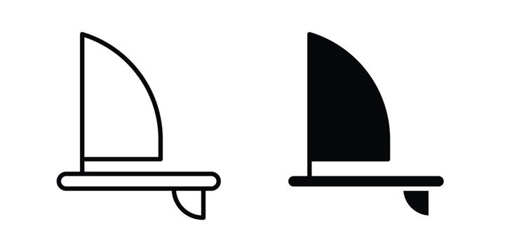 Windsurf icon strokes and flat black vectors. Illustrations EPS10