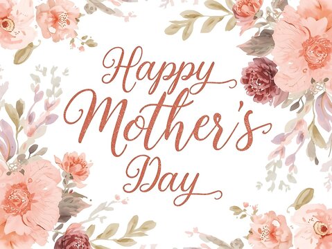 Happy mother's day greeting card with floral accents mothers day thank you burgundy watercolor illustration celebration invitation appreciation beautiful decorative background romantic