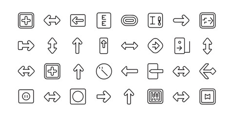 Fototapeta premium Collection of Outline Navigation Icons and Directional Arrow Symbols