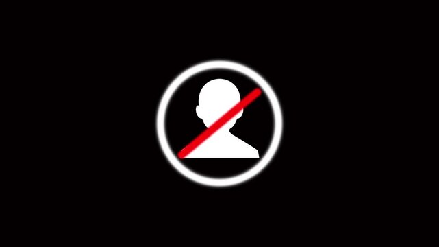 No user icon with red slash inside circle on black. No user icon profile. Professional no user icon for account restriction and profile access denied conceptual visuals.