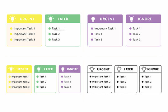 Eisenhower Matrix Task Priority Organizer with Icons Vector