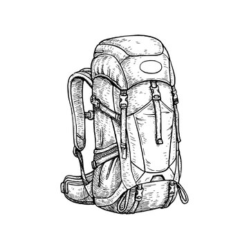 Hand Drawn Hiking Backpack Large Capacity Illustratio