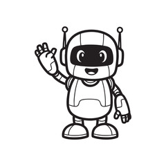Naklejka premium friendly robot waving hand silhouette high quality professional detailed modern elegant stylish clean crisp vibrant colorful