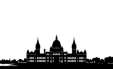 Obraz premium Victoria BC Parliament Buildings Skyline Silhouette Historical Landmark