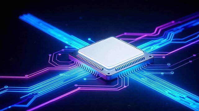 Microchip with glowing circuitry