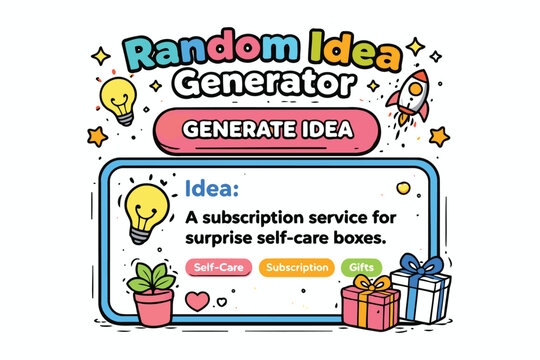 Colorful random idea generator subscription box concept illustration Vector