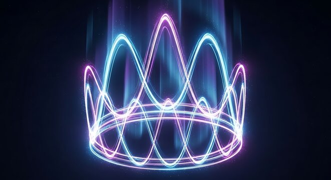 Glowing neon crown light design royal.