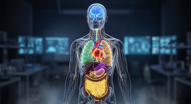 Human Body Anatomy Internal Organs Visible.