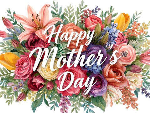 Abundant floral arrangement with 'happy mother's day' message mothers day floral design thank you greeting arrangement hydrangeas celebration sentiment abundance decorative appreciation