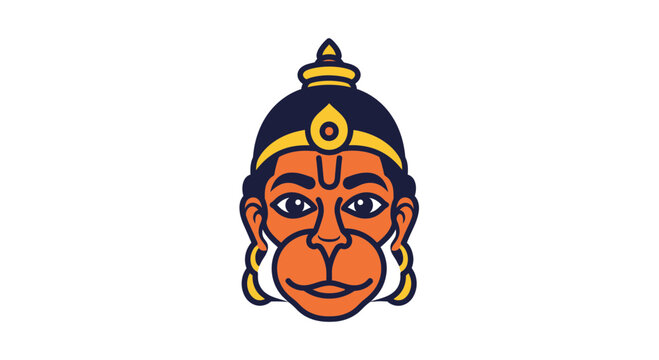 Stylized depiction of Lord Hanuman's face, hindu deity, monkey god