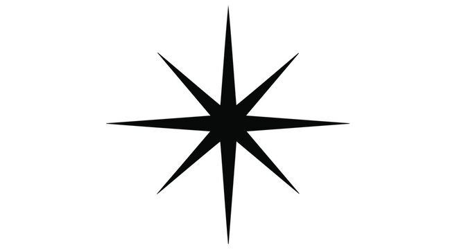 Eight Pointed North Star Silhouette for Christmas Bethlehem Star and Celestial Holiday Decoration