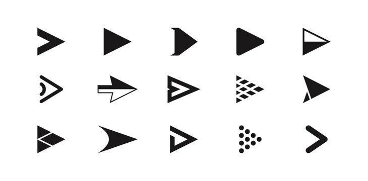 Arrow and mouse pointer icons set. Vector collection of direction and selection symbols for web navigation, infographic or computer interface design. Line cursor elements, orientation