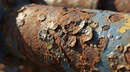 Fototapeta premium Close-up of corroded and rusty metal pipe with peeling paint