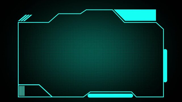 Cyan futuristic HUD frame with grid and stripes. HUD frame interface design. Cyan futuristic HUD frame for high tech layout and professional digital information display.