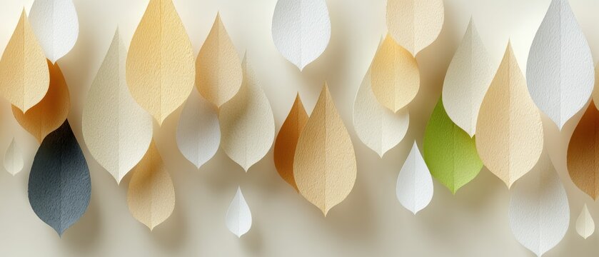 Dense pattern of shallow teardrop shapes arranged on a matte beige surface illuminated by low raking light creating soft shadows and highlights