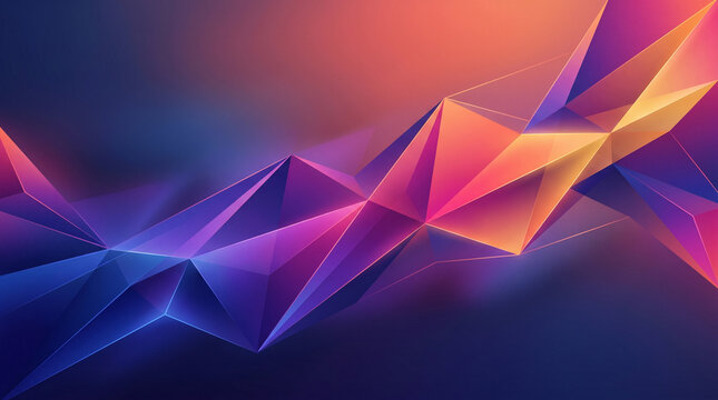 Vibrant geometric abstract background with colorful polyhedra shapes