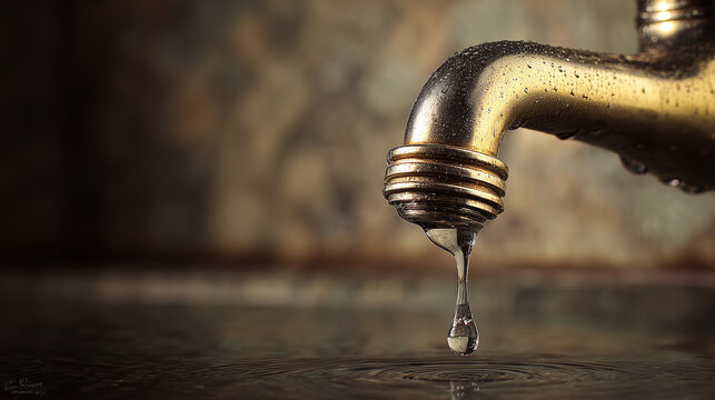 Drip drop  water falling from a faucet.