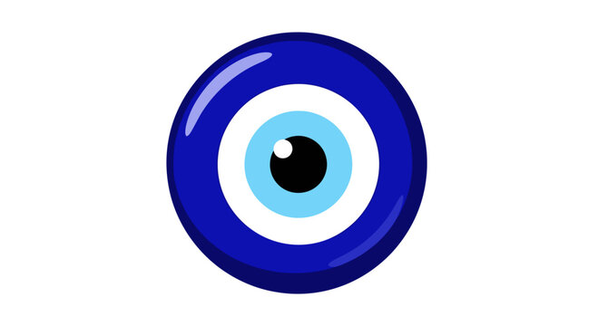 Evil Eye Amulet Icon, Blue Talisman for Protection, Minimalist Graphic with Copy Space
