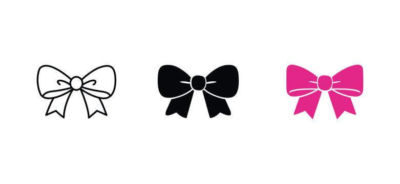 Bow Ribbon Vector Icon Set for Fashion and UI Design 