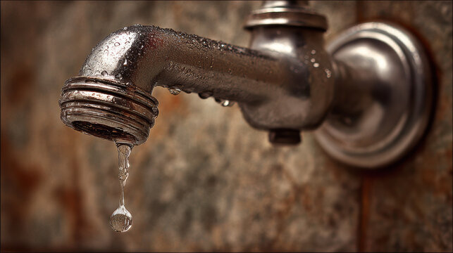 Drip drop  water falling from a faucet.