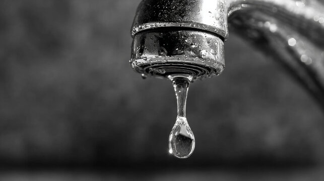 Drip drop  water falling from a faucet.
