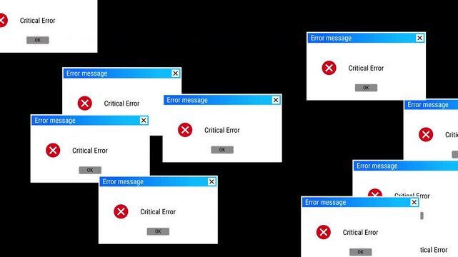 Unauthorized Access Alert Warning Error Window Pop-up Notification Box. system crash error windows pop up chaos animation . 4k video.