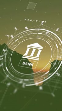 Vertical video: HUD pulsing on start, rotating while view pulling back, showing bank and FX nodes