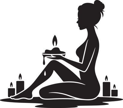 PrintSilhouette of a woman enjoying a natural mud therapy treatment for skin care and wellness