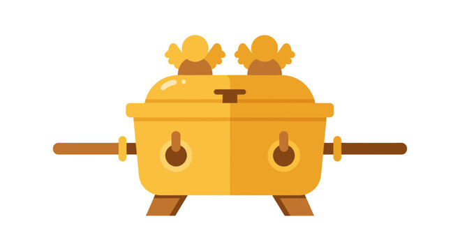 Golden Ark of the Covenant Illustration with Cherubim, Copy Space