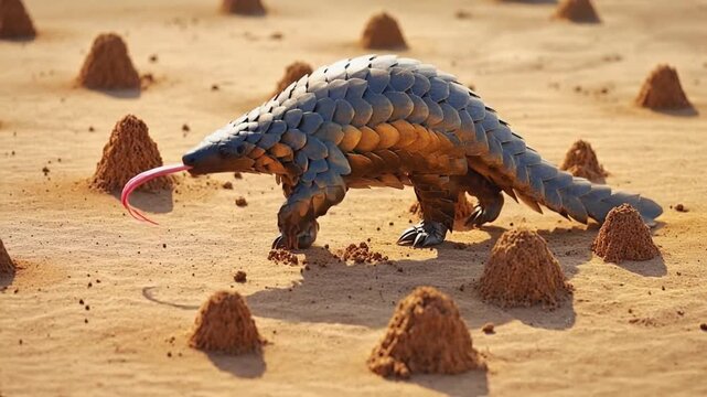 Indian pangolin walking and searching for food video