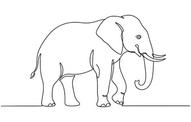 Fototapeta premium Minimalist continuous one line drawing of a majestic elephant.