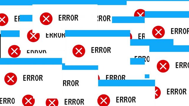 Error notification pixel art pop-up window UI overlay animation. system crash notification, and retro computer inspired warning design. 4K video.