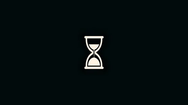 Minimalist Animated Hourglass Icon Representing Time Management and Deadlines on Black Background