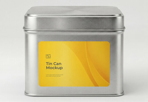 Square Metal Tin Can Mockup Template