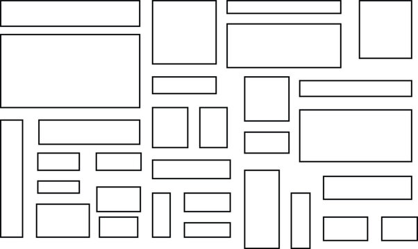Blank rectangles and squares arranged in a pattern with rectangles, arrangement