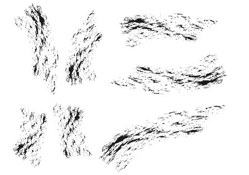 Conjunto de trazos de pincel negros con texturas de salpicaduras y efectos de manchas