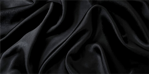 Fototapeta premium Luxurious Black and Gray Silk Fabric with Soft Flowing Folds, Elegant Satin Texture and Subtle Highlights, Abstract Background Showcasing Premium Fabric Waves for High End Visual Design