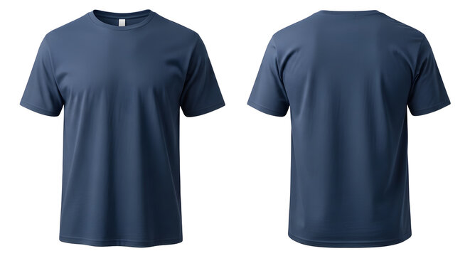 Dark blue t-shirt with short sleeves and round neckline