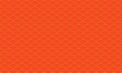 Fototapeta premium Abstract orange seamless pattern with repeating scallop waves, geometric texture background, modern minimal design, decorative arc lines, retro inspired wallpaper