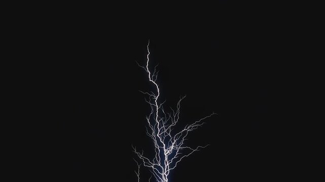 Branching Lightning Strike Overlay, Complex Electric Thunder Bolt Flash Energy VFX on Black Background 4K video