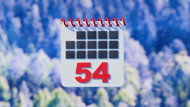4K Calendar animation background with 365 days with nature animated winter, summer seasons backdrop. 
