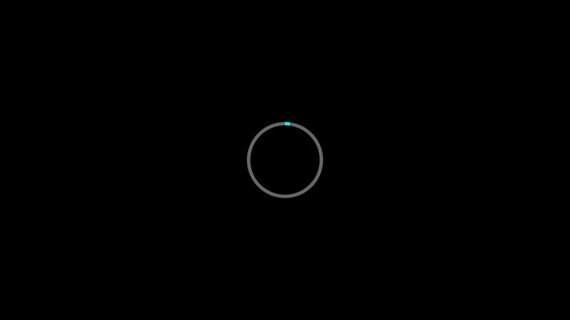 Circular loading animation. Spinning progress indicator with retry and try again symbols on a black background.