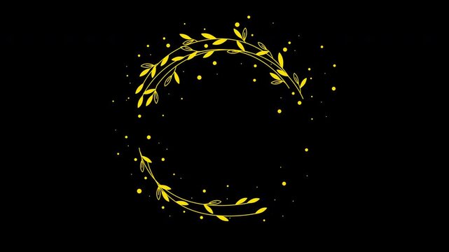 Elegant Wedding Flower Wreath Animated Title Frame Alpha Channel