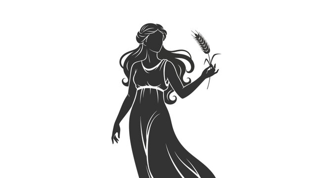 Virgo zodiac symbol silhouette of woman holding wheat