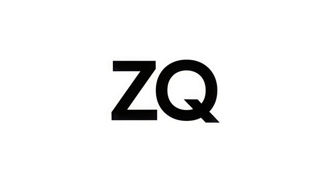 Simple black letters ZQ on white background