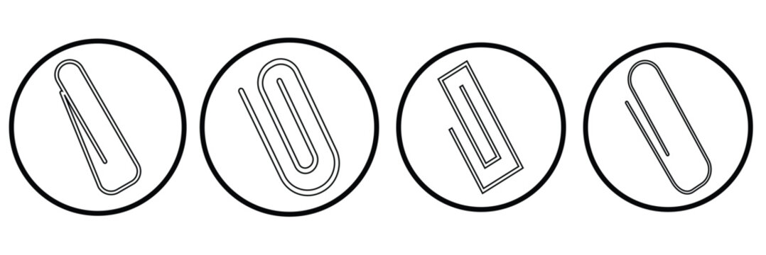  red and black Paper clip icons set. Flat, color, pin button design, paper clip icon set. white background, EPS10