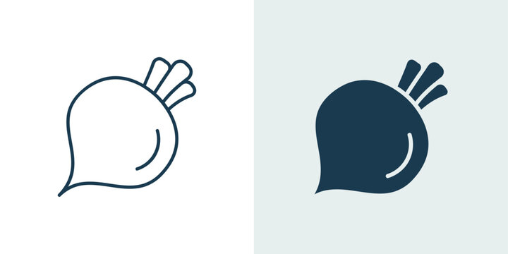Beetroot sugar beet icon set in line and solid vector style