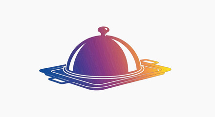 Fototapeta premium A vibrant illustration of a covered dish on a plate with colorful gradient effects